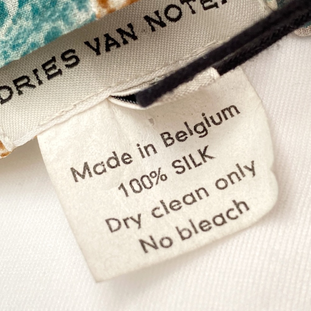DRIES VAN NOTEN teal green brown white print silk waist tie swim coverup skirt - Picture 8 of 8